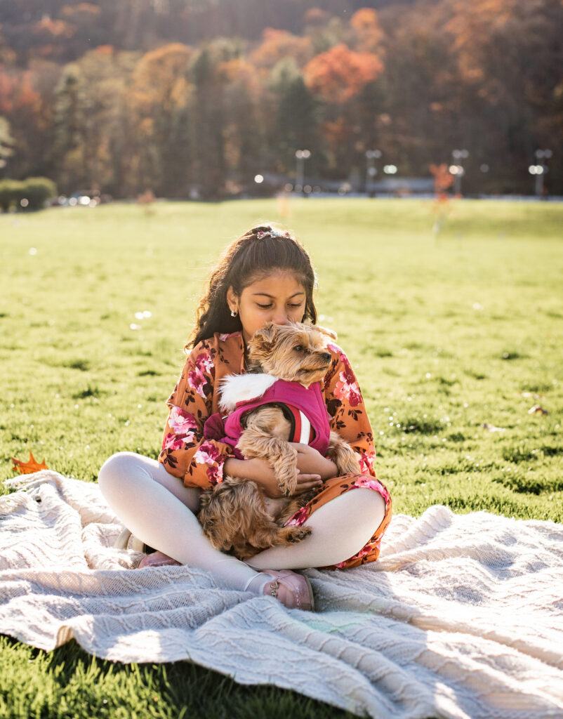Bloomfield Family photographer, child and her dog